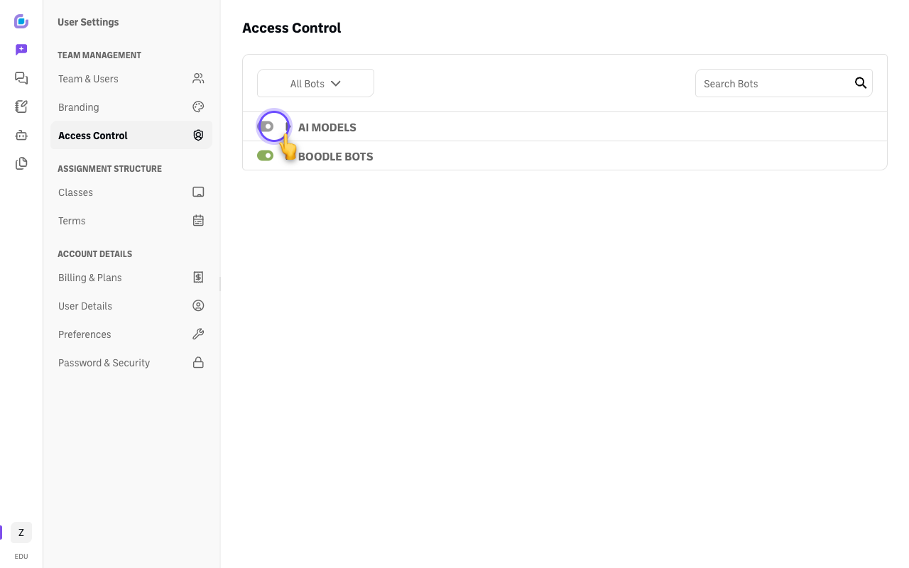 Screenshot: access-control-page