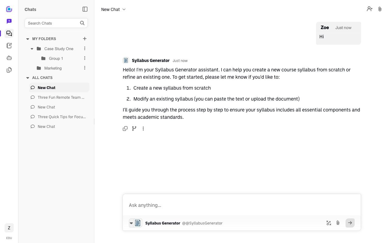 Screenshot: ai-tool-launched-chat