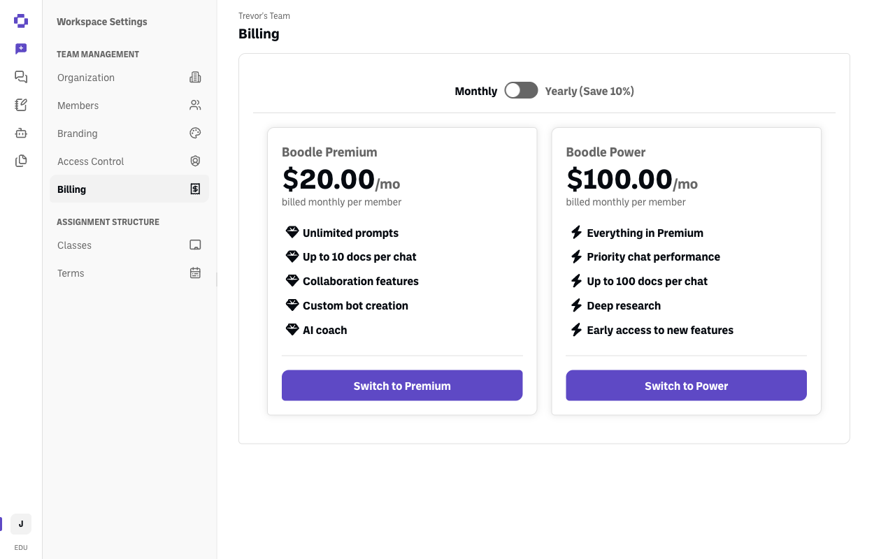Screenshot: workspace-billing-page