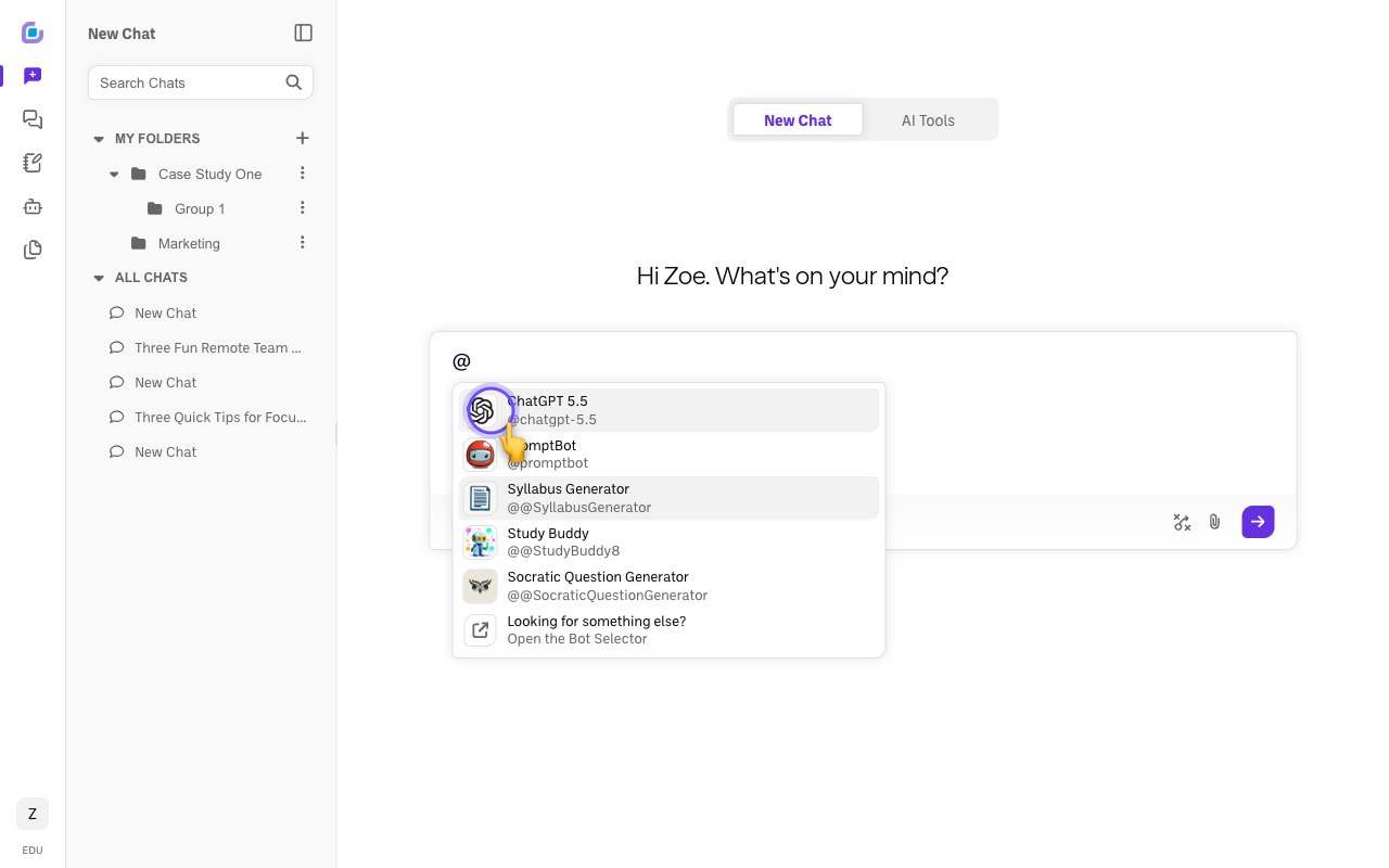 Screenshot: at-mention-model-picker
