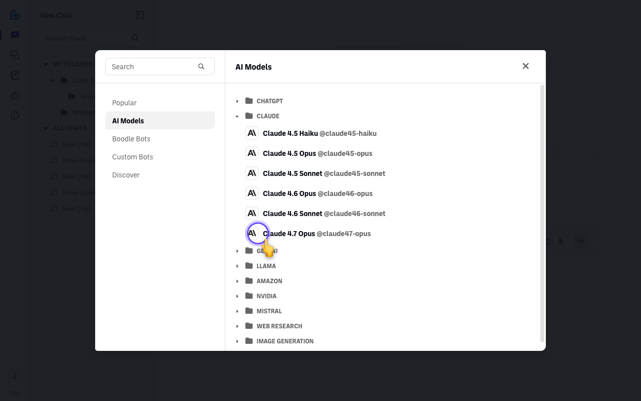 Screenshot: method2-select-claude-opus