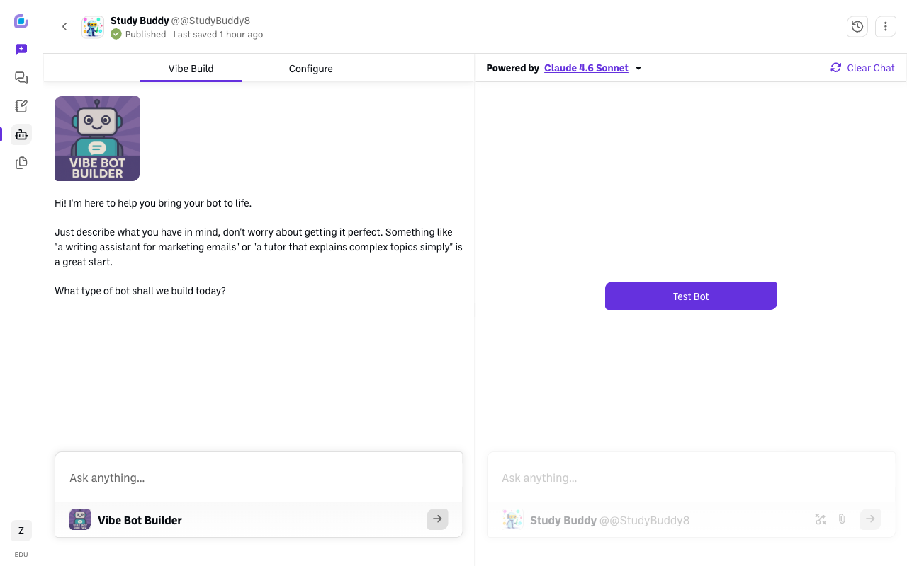 Screenshot: vibe-bot-builder