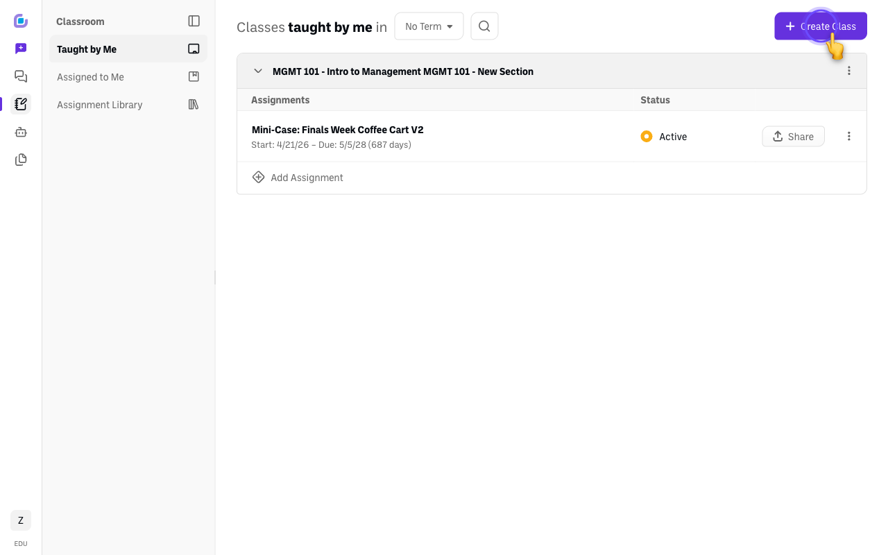 Screenshot: classroom-create-class