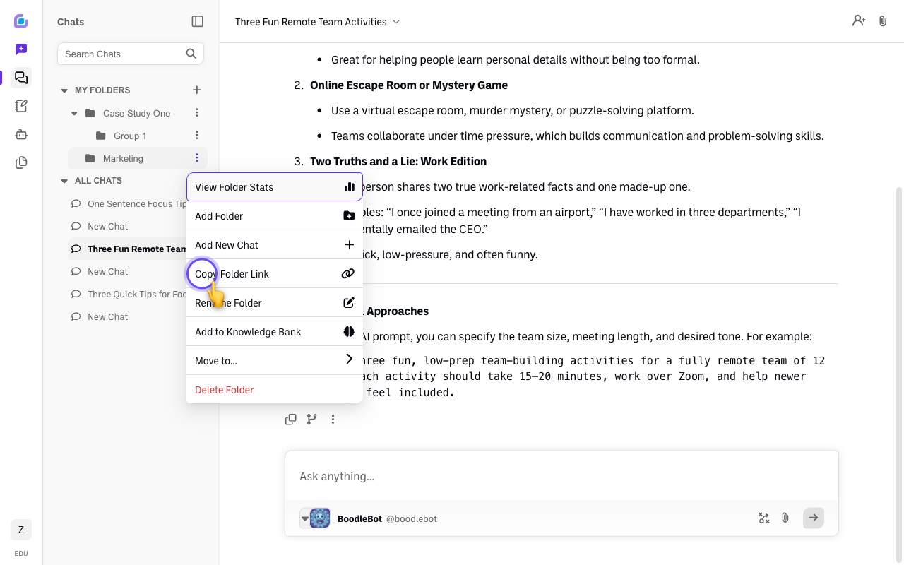 Screenshot: folder-actions-menu