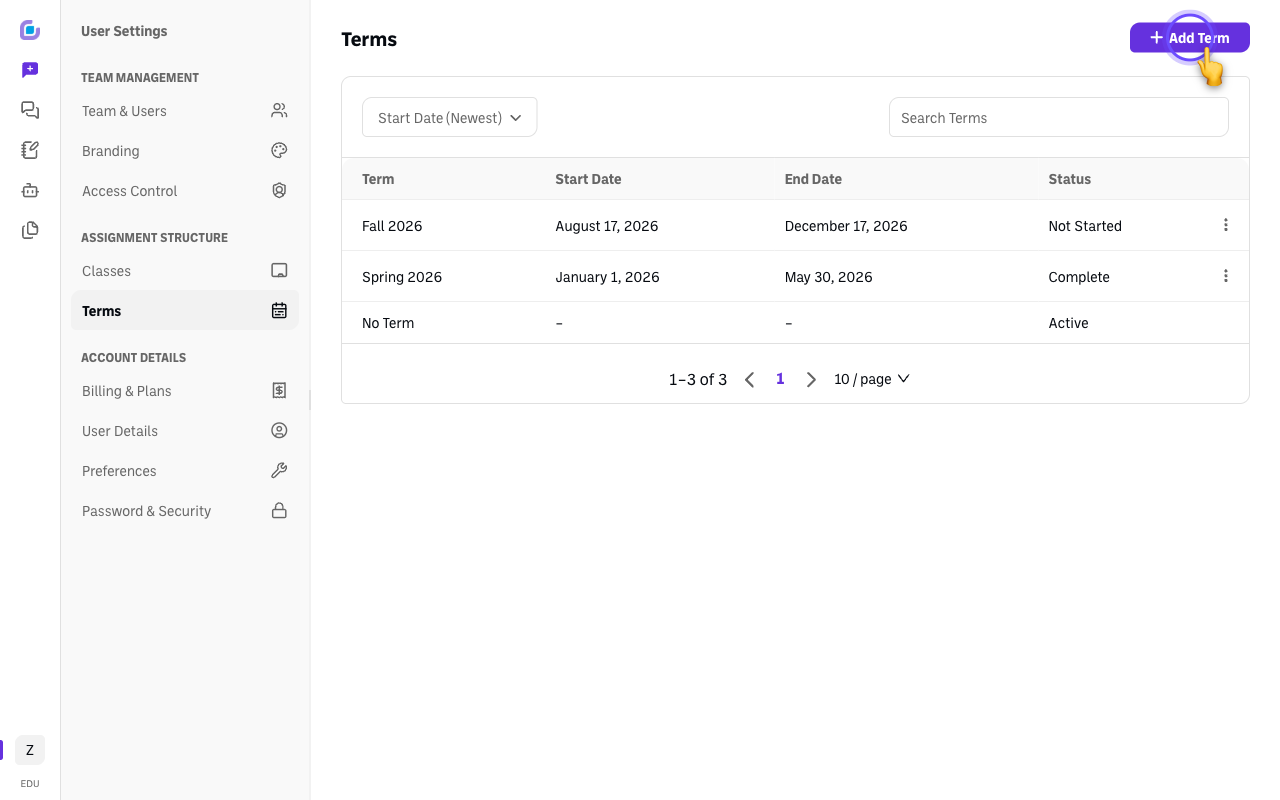 Screenshot: settings-terms