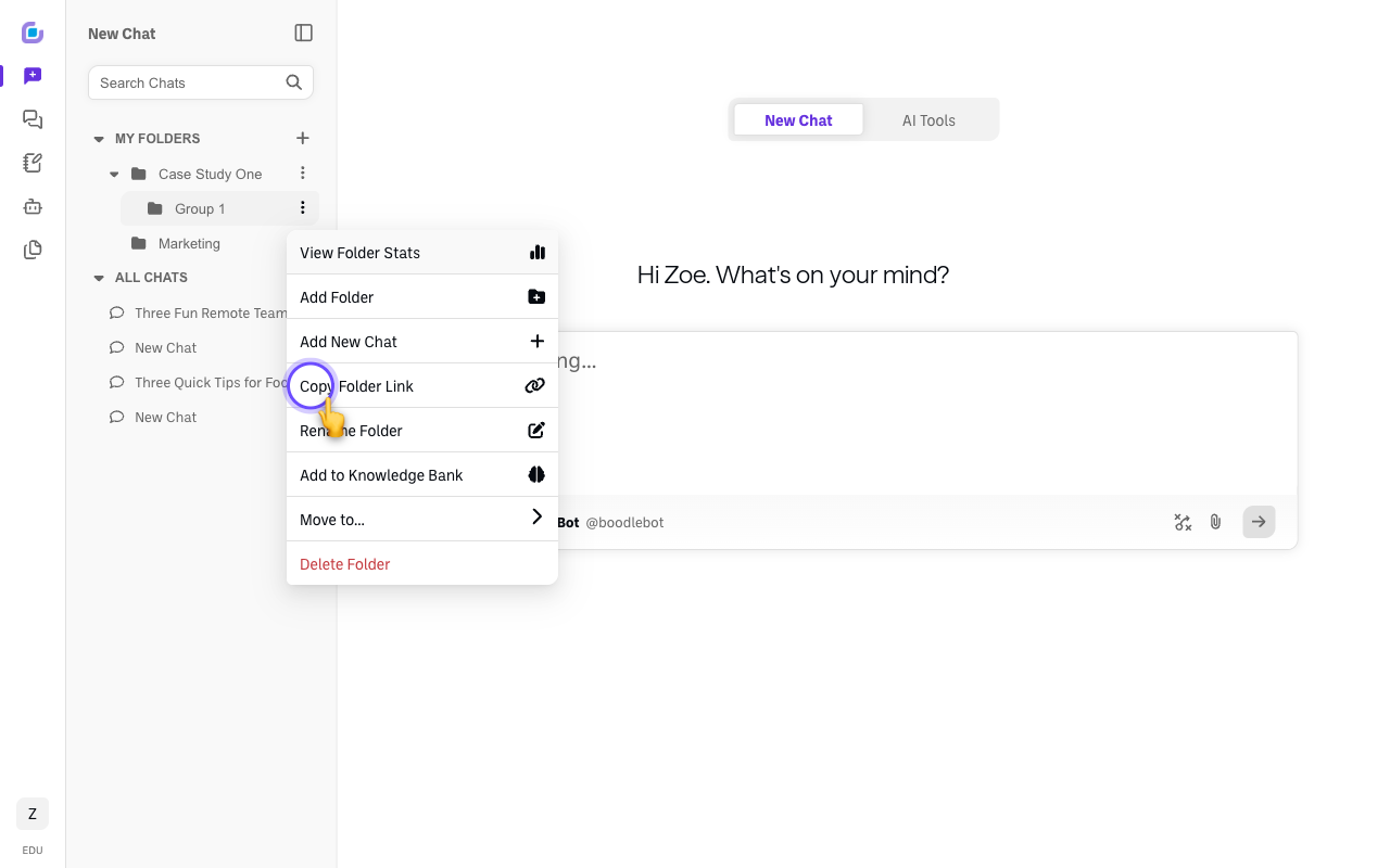 Screenshot: group-copy-folder-link