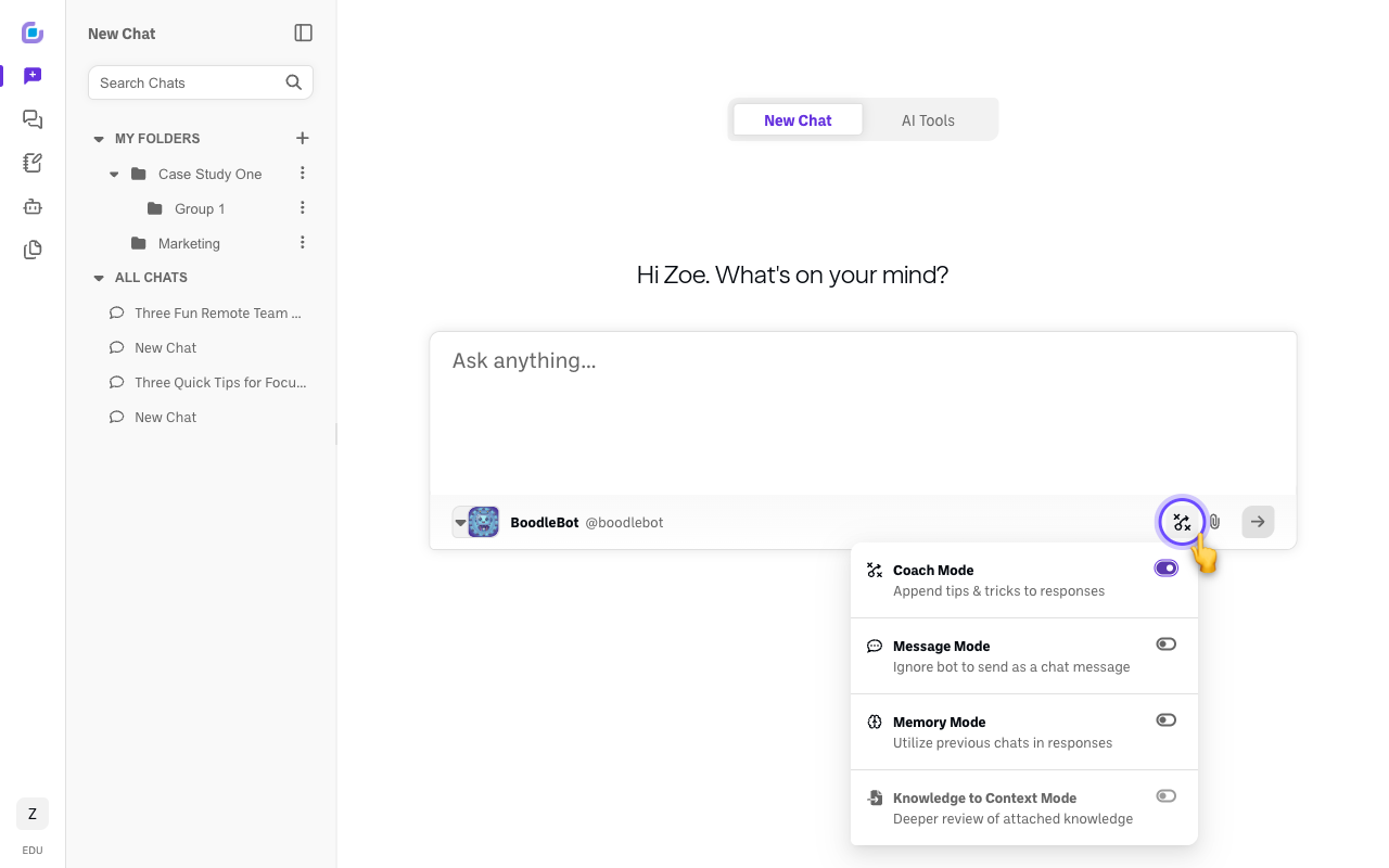 Screenshot: prompt-modes-panel