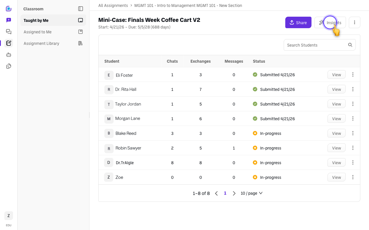 Screenshot: insights-button