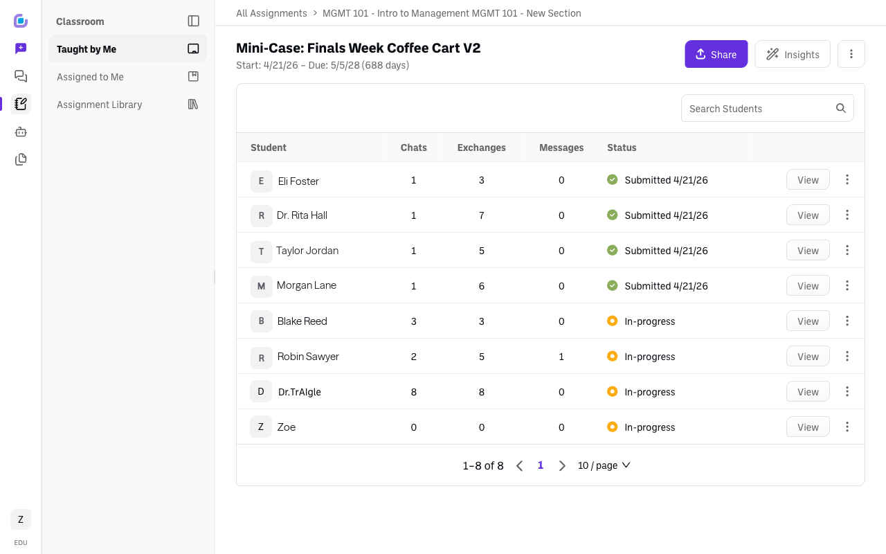 Screenshot: teacher-dashboard