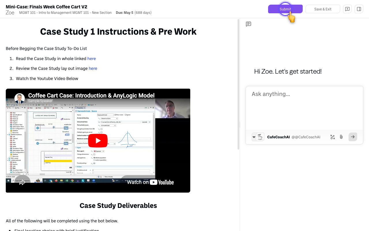 Screenshot: assignment-submit
