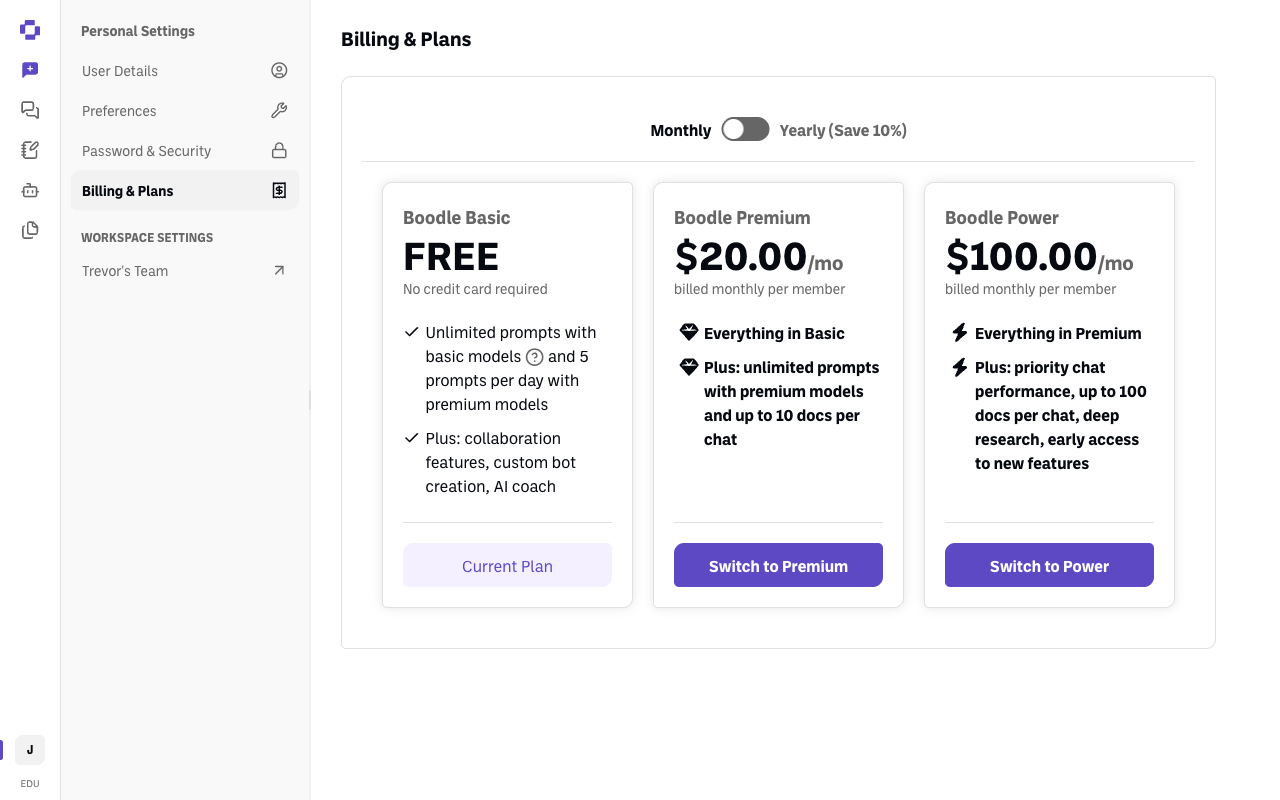 Screenshot: billing-plans